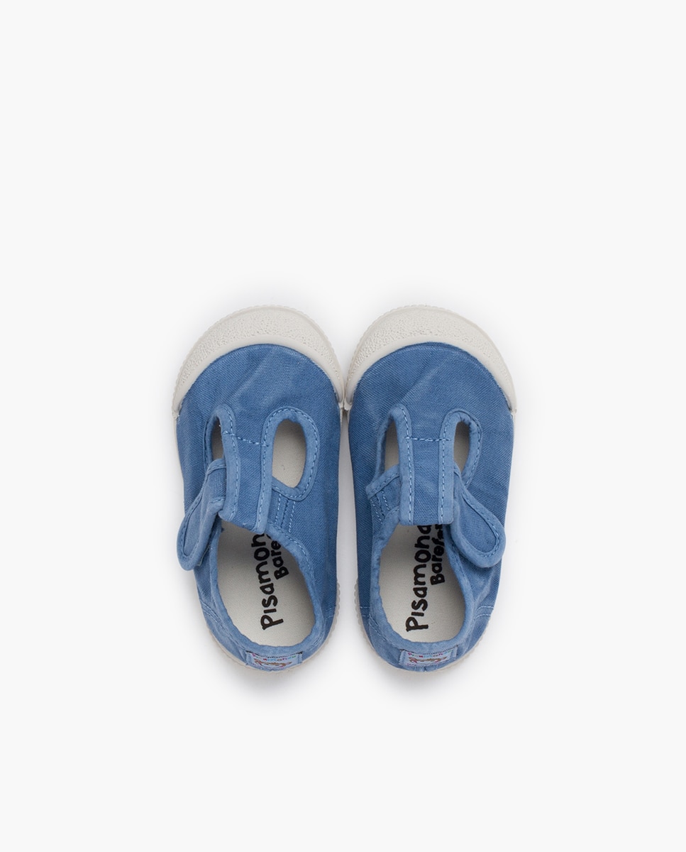 Pepitos puntera barefoot lona lavada en blanco - Azul claro Azul claro-4