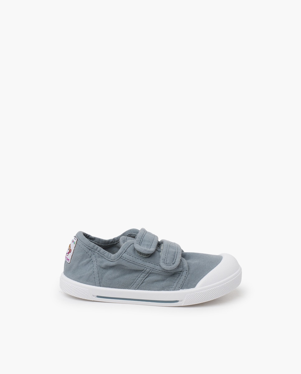Zapatillas deportivas de bebé niña lona barefoot wide piso - Pisamonas - Azul fumé Azul fumé-1