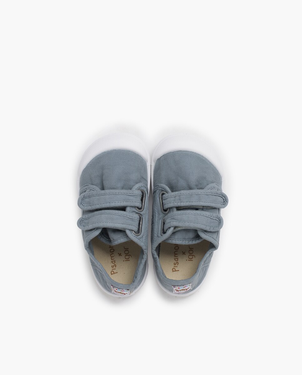 Zapatillas deportivas de bebé niña lona barefoot wide piso - Pisamonas - Azul fumé Azul fumé-4
