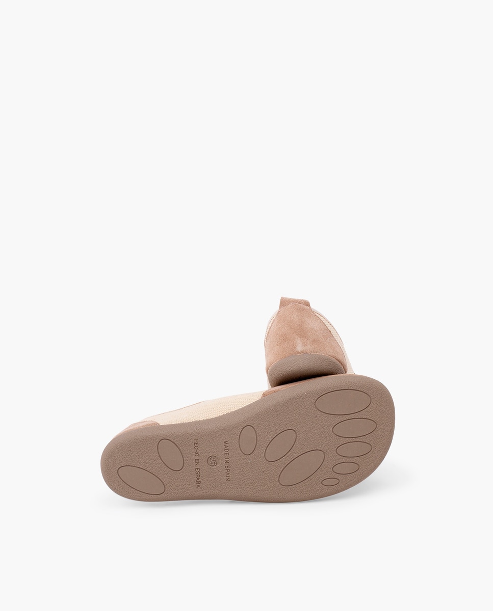 Zapatillas de lona de niña barefoot lona y serraje Beige Pisamonas Beige-3