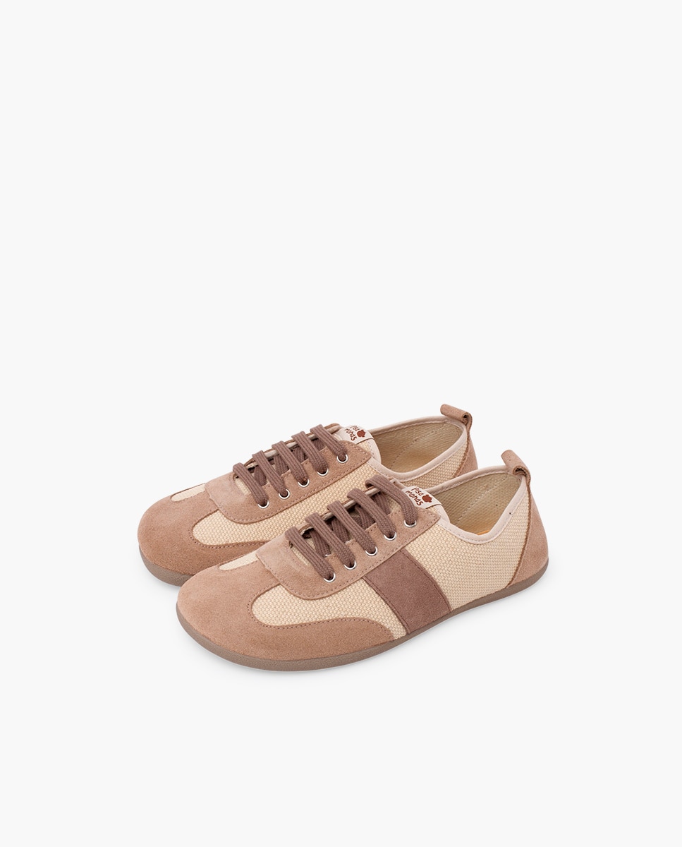 Zapatillas de lona de niña barefoot lona y serraje Beige Pisamonas Beige-2