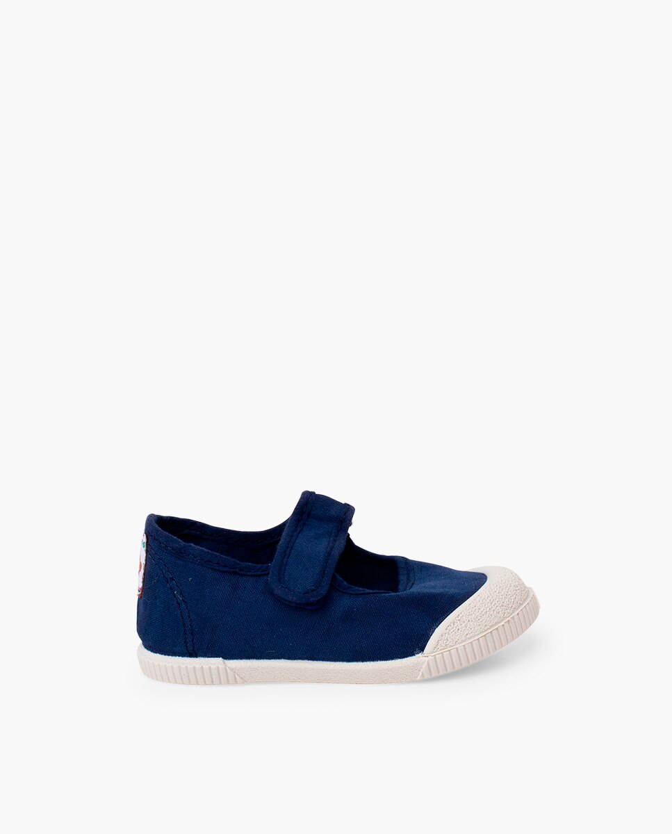 Merceditas puntera barefoot lona lavada en blanco - Pisamonas - Azul marino Azul marino-1