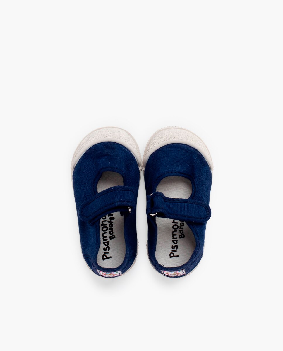 Merceditas puntera barefoot lona lavada en blanco - Pisamonas - Azul marino Azul marino-4