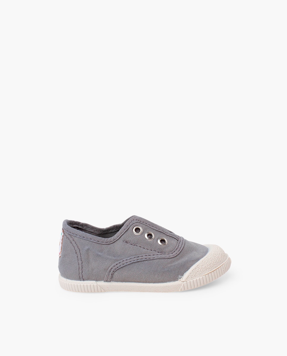 Zapatillas deportivas de bebé niña lona sin cordones barefoot - Pisamonas - Gris Gris-1