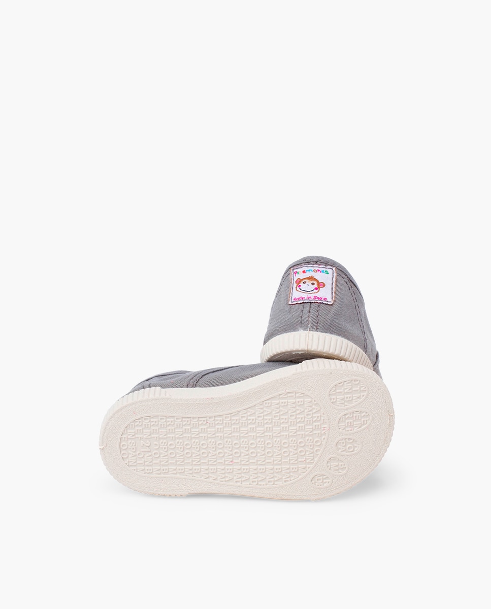 Zapatillas deportivas de bebé niña lona sin cordones barefoot - Pisamonas - Gris Gris-2