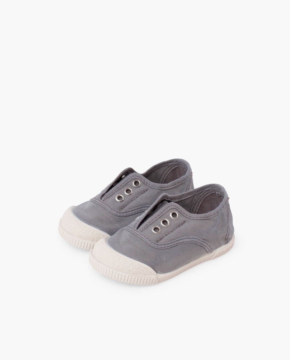 Zapatillas deportivas de bebé niña lona sin cordones barefoot - Pisamonas - Gris Gris-3