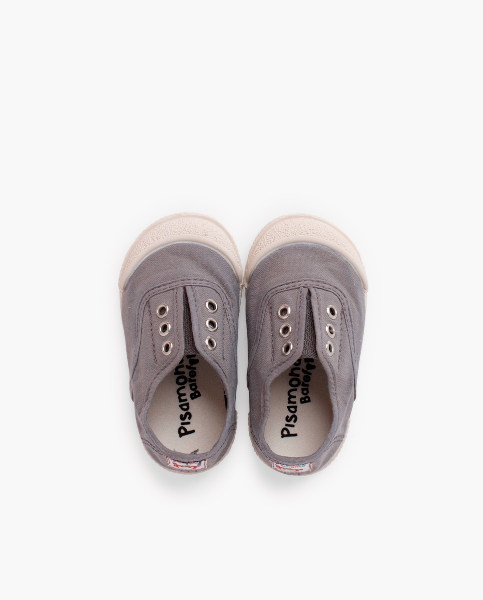 Zapatillas deportivas de bebé niña lona sin cordones barefoot - Pisamonas - Gris Gris-4