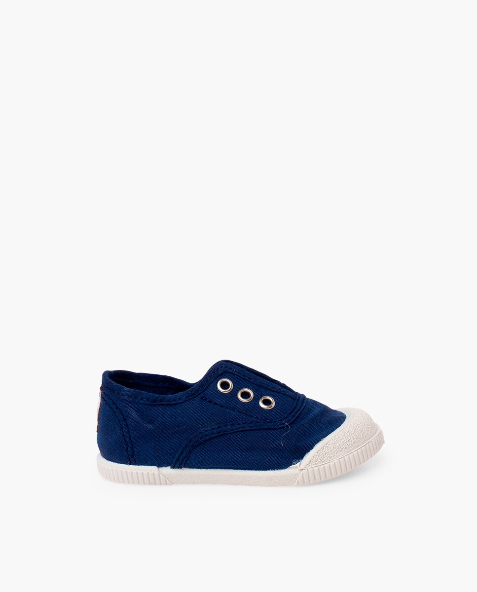 Zapatillas deportivas de bebé niña lona sin cordones barefoot - Pisamonas - Azul marino Azul marino-1