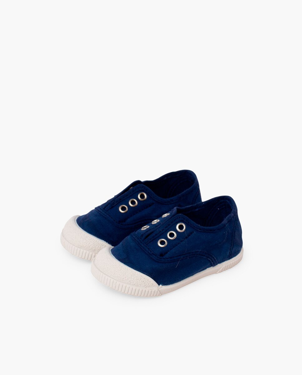 Zapatillas deportivas de bebé niña lona sin cordones barefoot - Pisamonas - Azul marino Azul marino-3