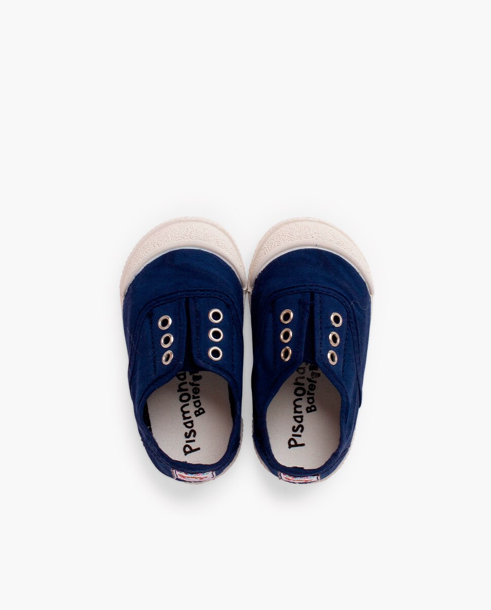 Zapatillas deportivas de bebé niña lona sin cordones barefoot - Pisamonas - Azul marino Azul marino-4