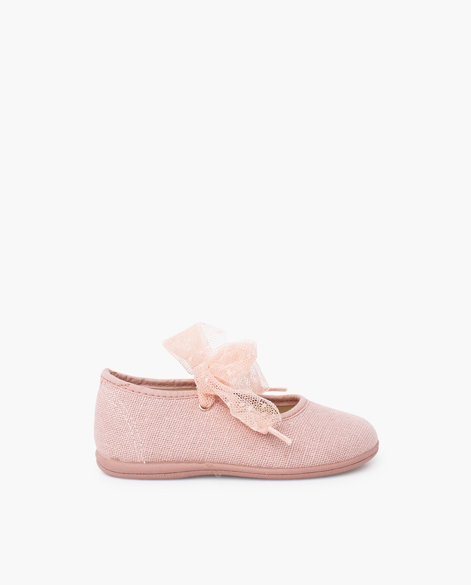 Imagen 0 de Merceditas de bebé niña lazada tul plumeti Rosa