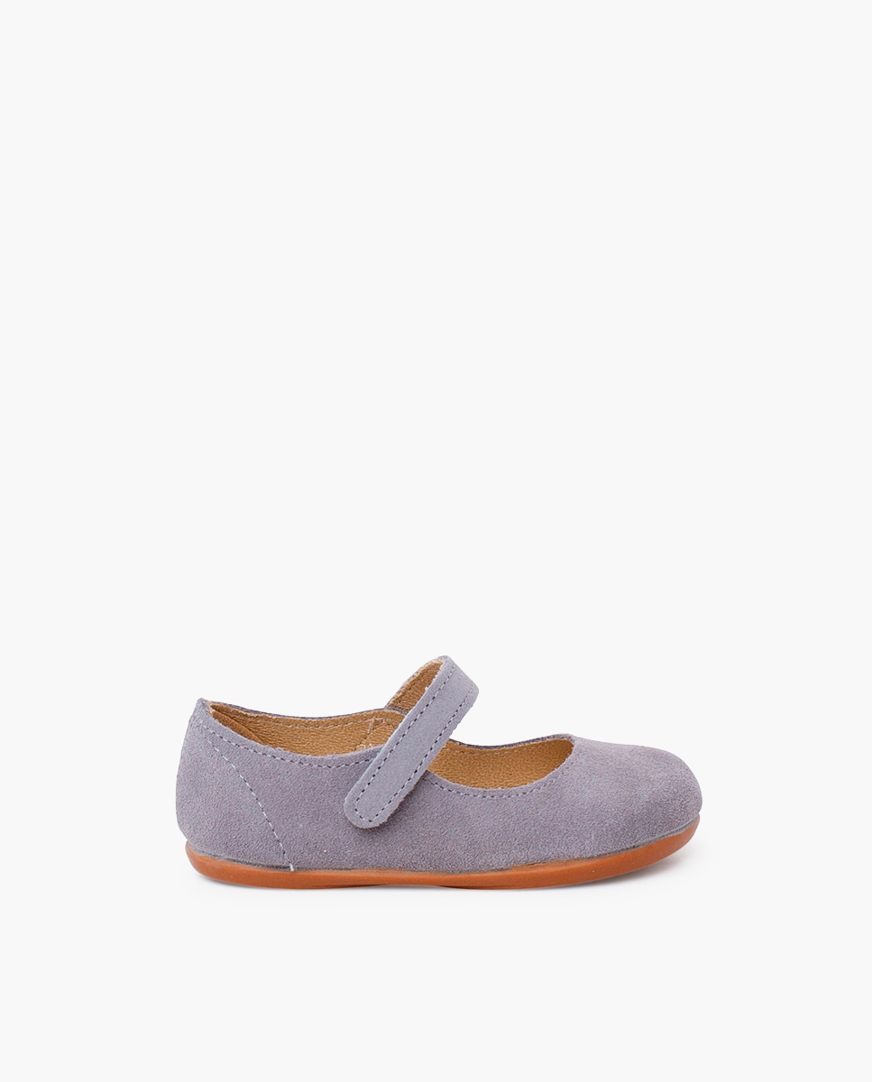 Merceditas de bebé niña barefoot serraje primeros pasos - Pisamonas - Gris Gris-1
