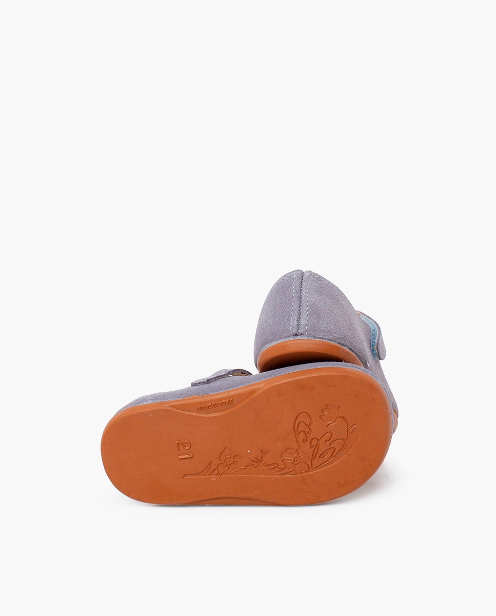 Merceditas de bebé niña barefoot serraje primeros pasos - Pisamonas - Gris Gris-2