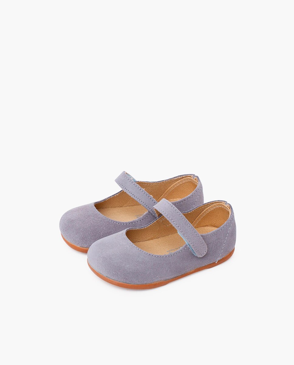 Merceditas de bebé niña barefoot serraje primeros pasos - Pisamonas - Gris Gris-3