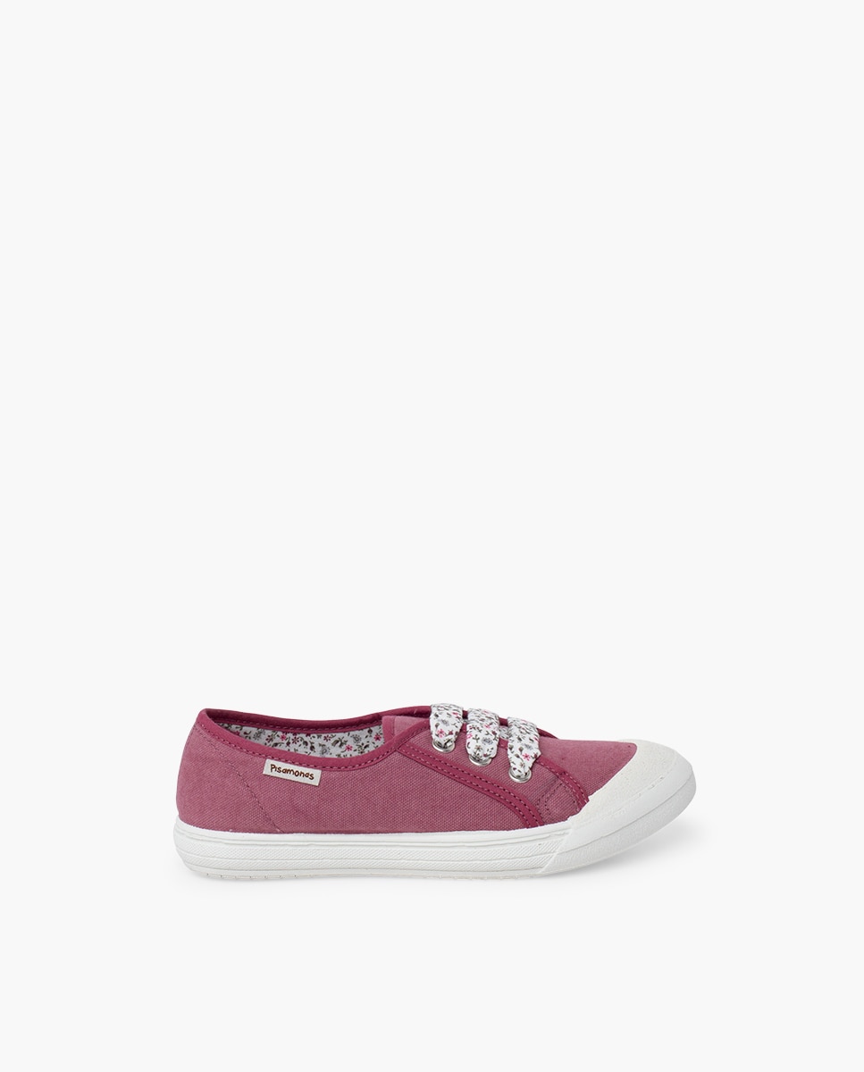 Zapatillas Tela Punta Goma Cordones en rosa - Pisamonas - Morado Morado-1