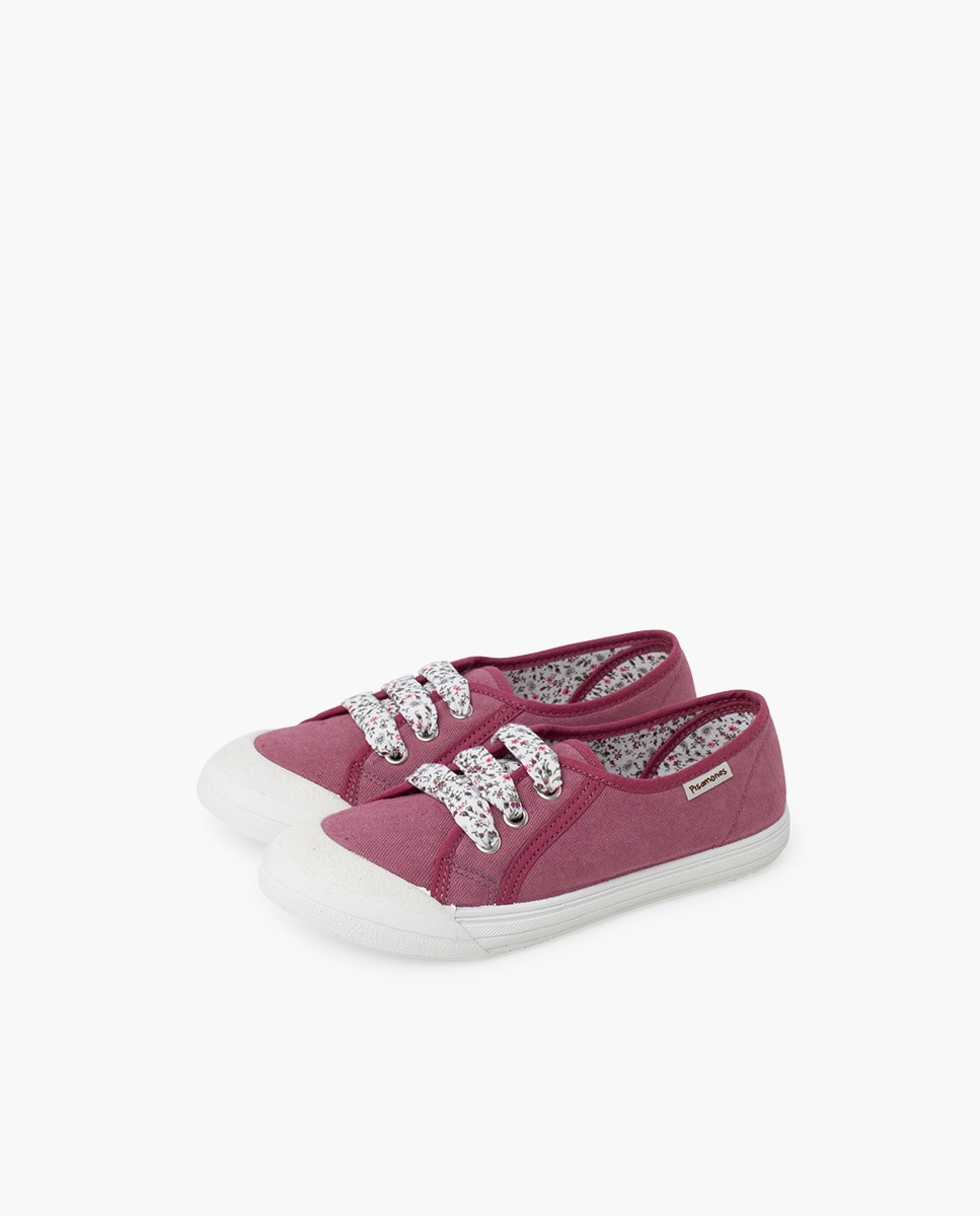 Zapatillas Tela Punta Goma Cordones en rosa - Pisamonas - Morado Morado-3