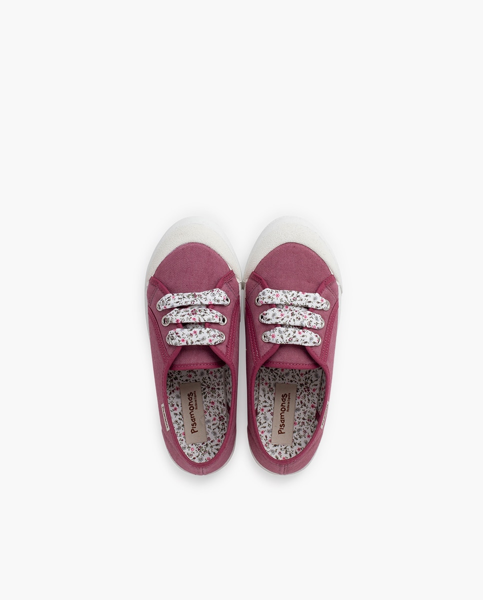 Zapatillas Tela Punta Goma Cordones en rosa - Pisamonas - Morado Morado-4