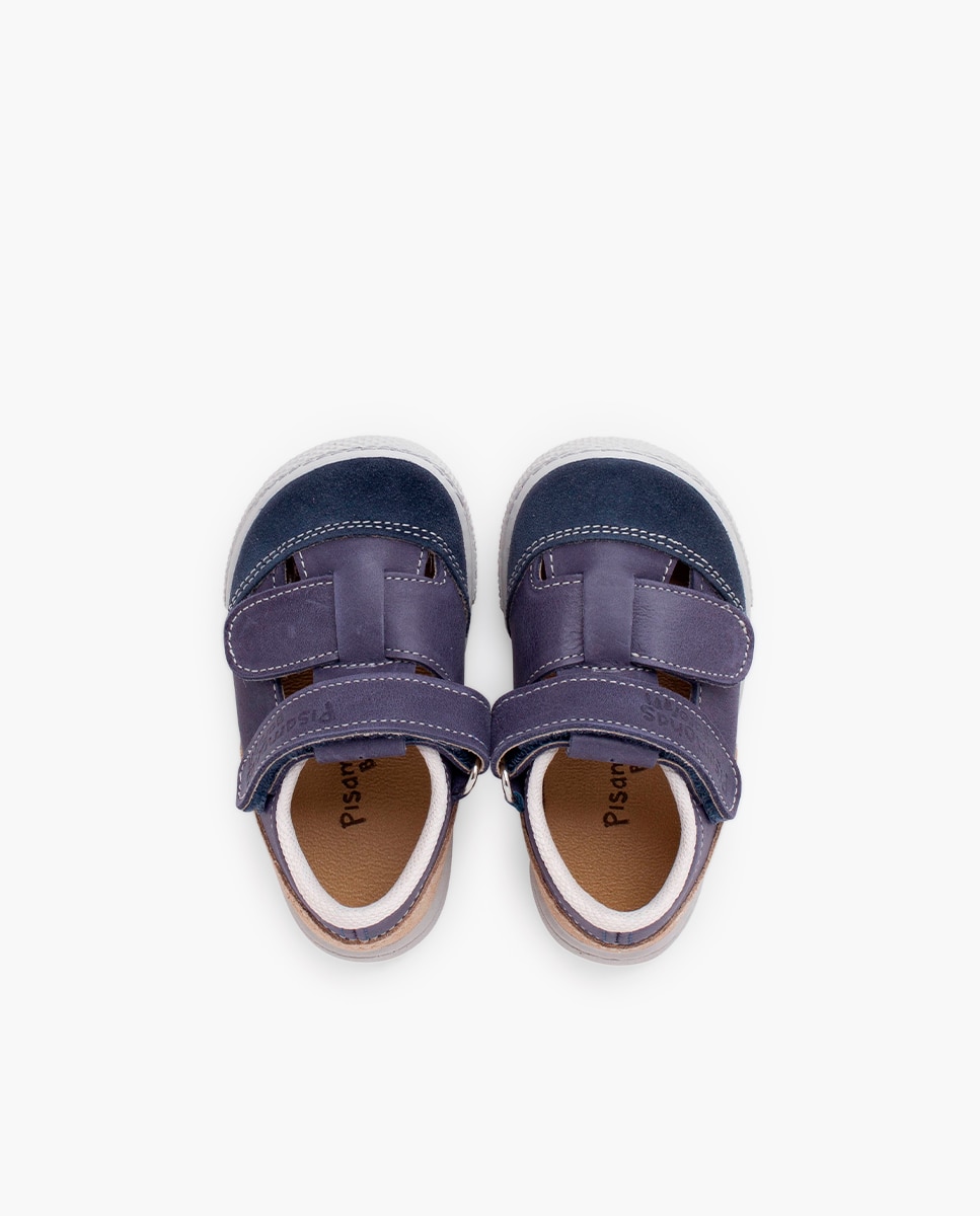 Sandalias cerradas de niño sandalia barefoot piel - Pisamonas - Azul marino Azul marino-4