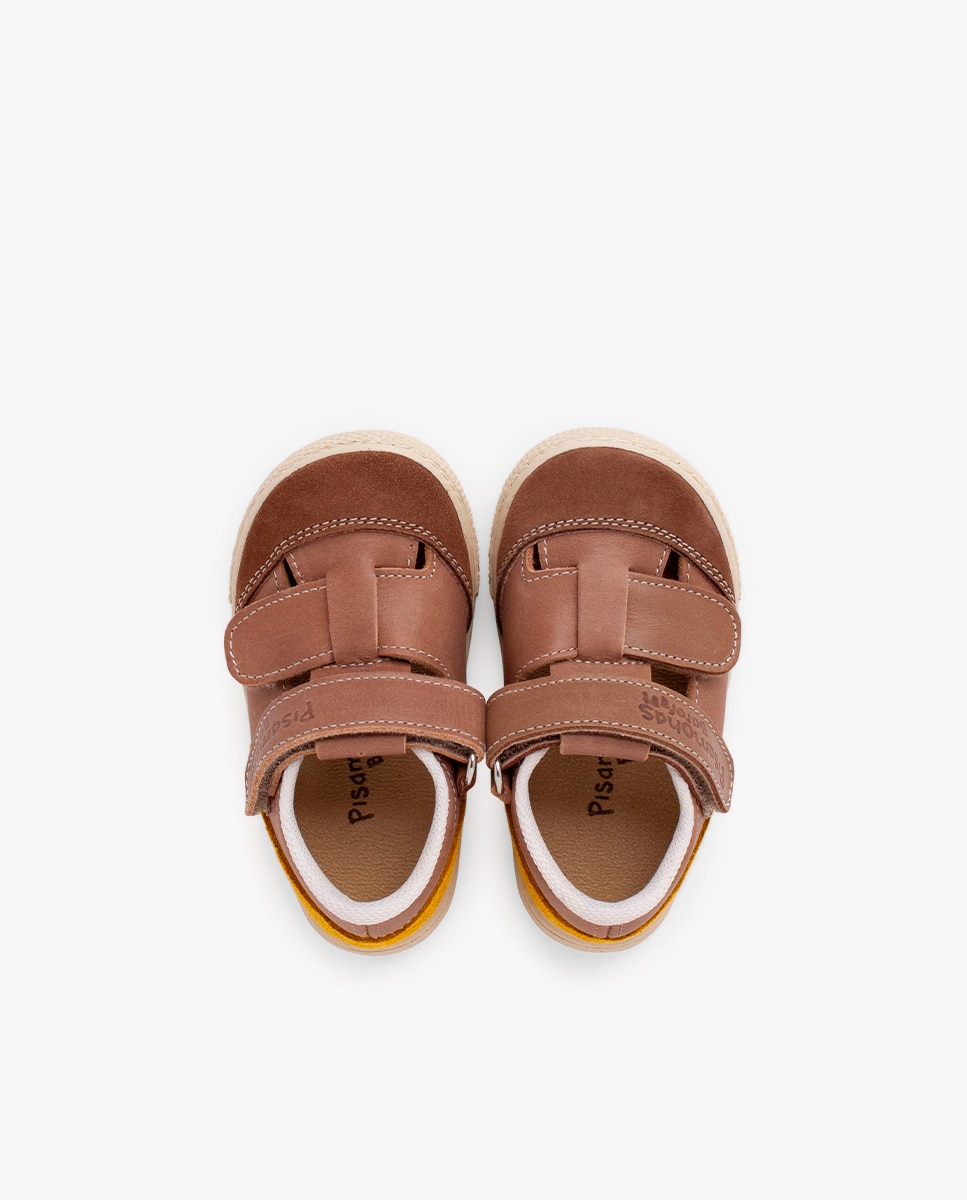Sandalias cerradas de niño sandalia barefoot piel - Pisamonas - Beige Beige-4