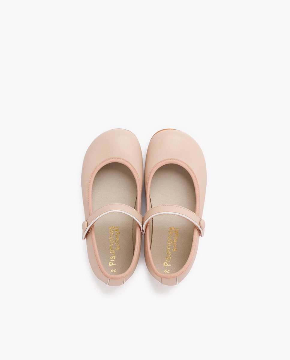 Merceditas de niña comunión barefoot tira adherente - Pisamonas - Beige Beige-4