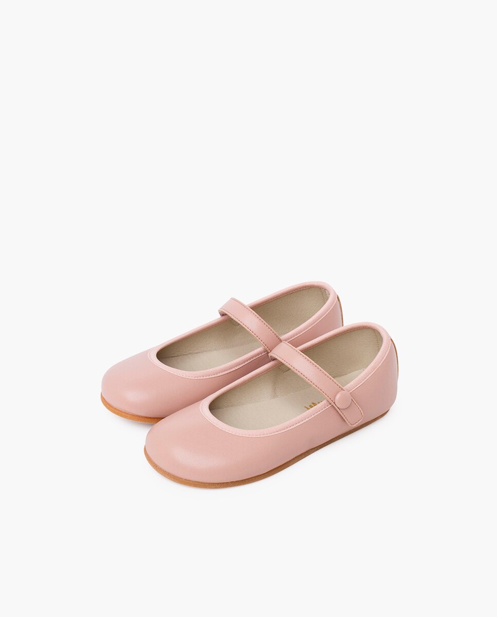 Merceditas de niña comunión barefoot tira adherente - Pisamonas - Rosa Rosa-3