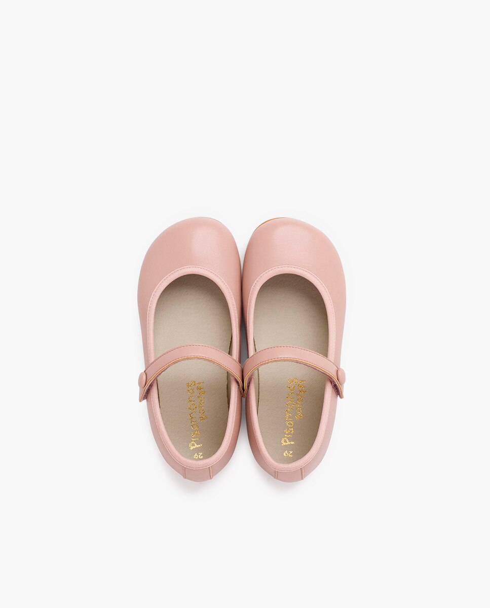 Merceditas de niña comunión barefoot tira adherente - Pisamonas - Rosa Rosa-4