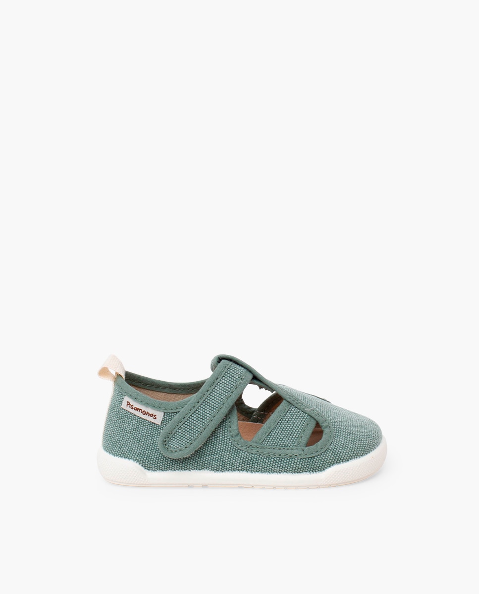 Sandalias de bebé niño barefoot lona cangrejera - Pisamonas - Verde Verde-1