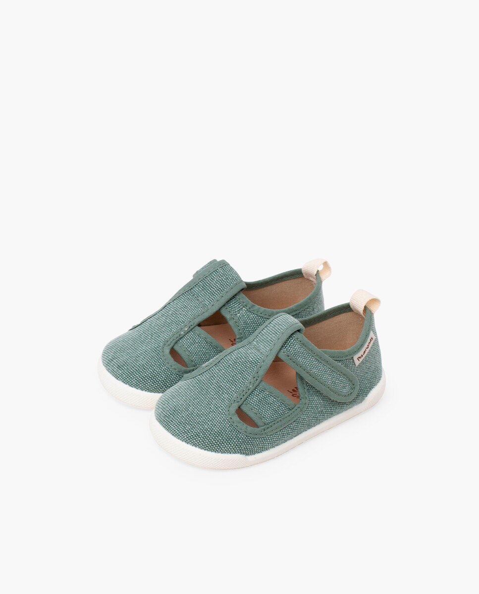 Sandalias de bebé niño barefoot lona cangrejera - Pisamonas - Verde Verde-3