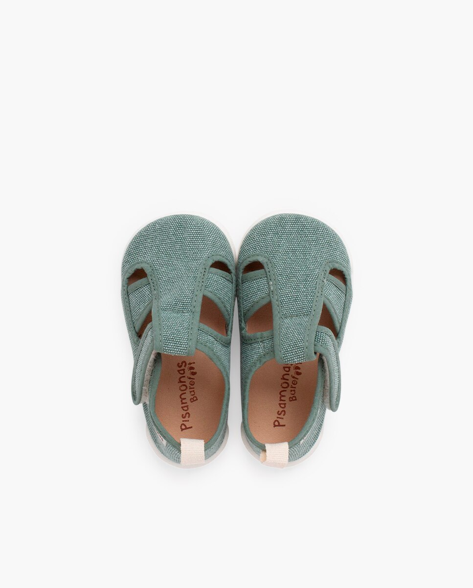Sandalias de bebé niño barefoot lona cangrejera - Pisamonas - Verde Verde-4