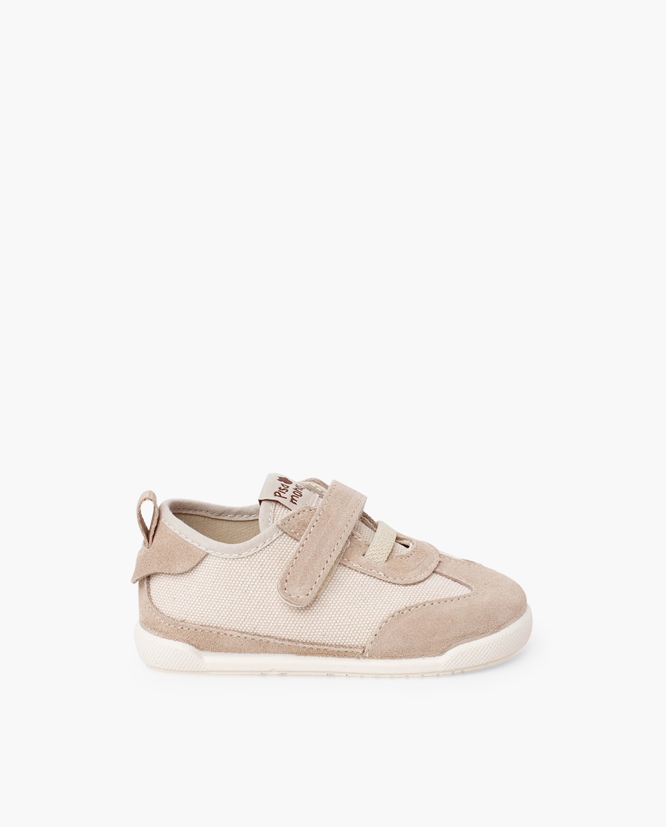 Zapatillas deportivas de bebé niña barefoot cordón elástico tira - Pisamonas - Crudo Crudo-1