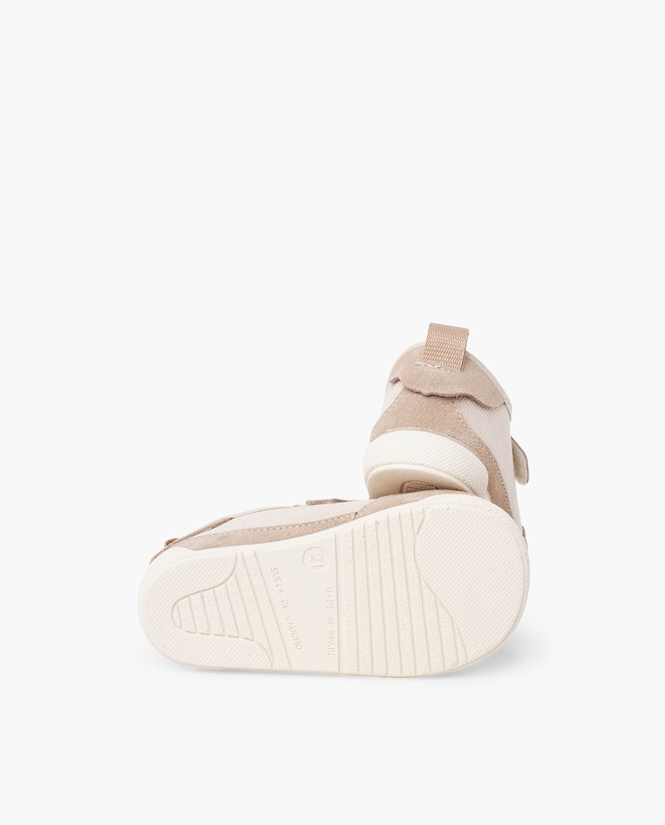 Zapatillas deportivas de bebé niña barefoot cordón elástico tira - Pisamonas - Crudo Crudo-2