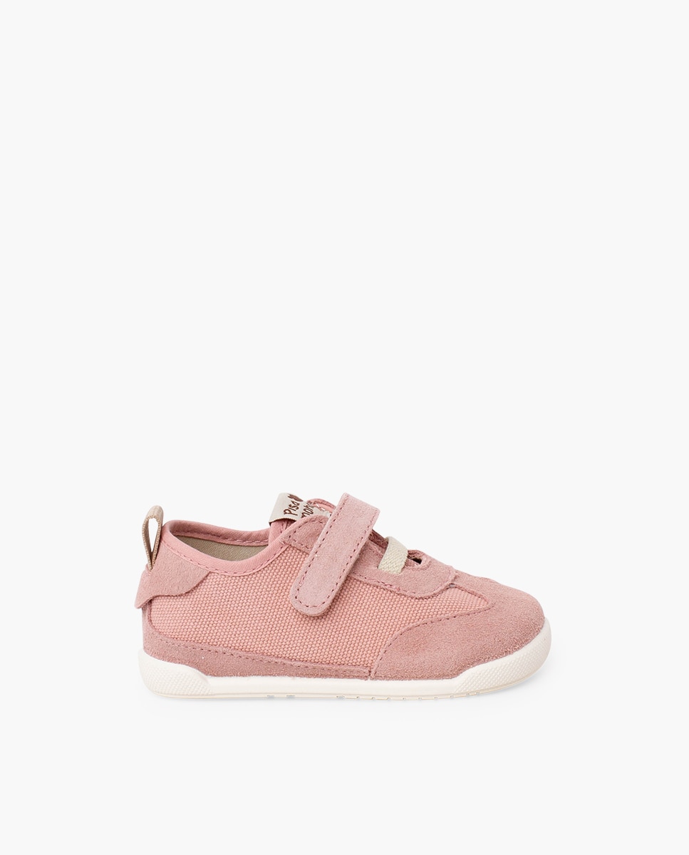 Zapatillas deportivas de bebé niña barefoot cordón elástico tira - Pisamonas - Rosa Rosa-1