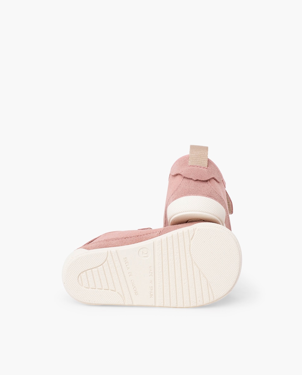 Zapatillas deportivas de bebé niña barefoot cordón elástico tira - Pisamonas - Rosa Rosa-2