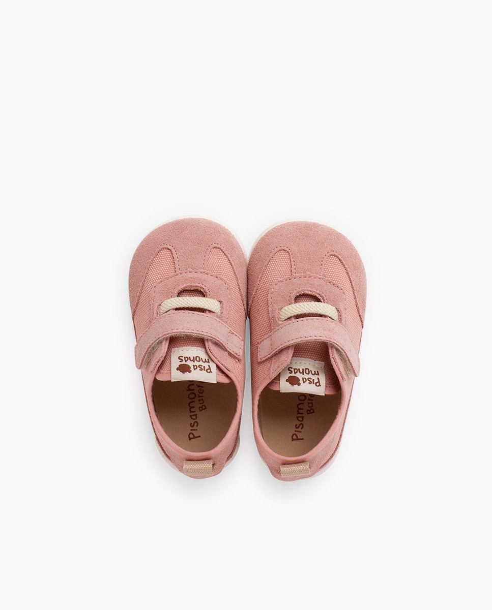 Zapatillas deportivas de bebé niña barefoot cordón elástico tira - Pisamonas - Rosa Rosa-4