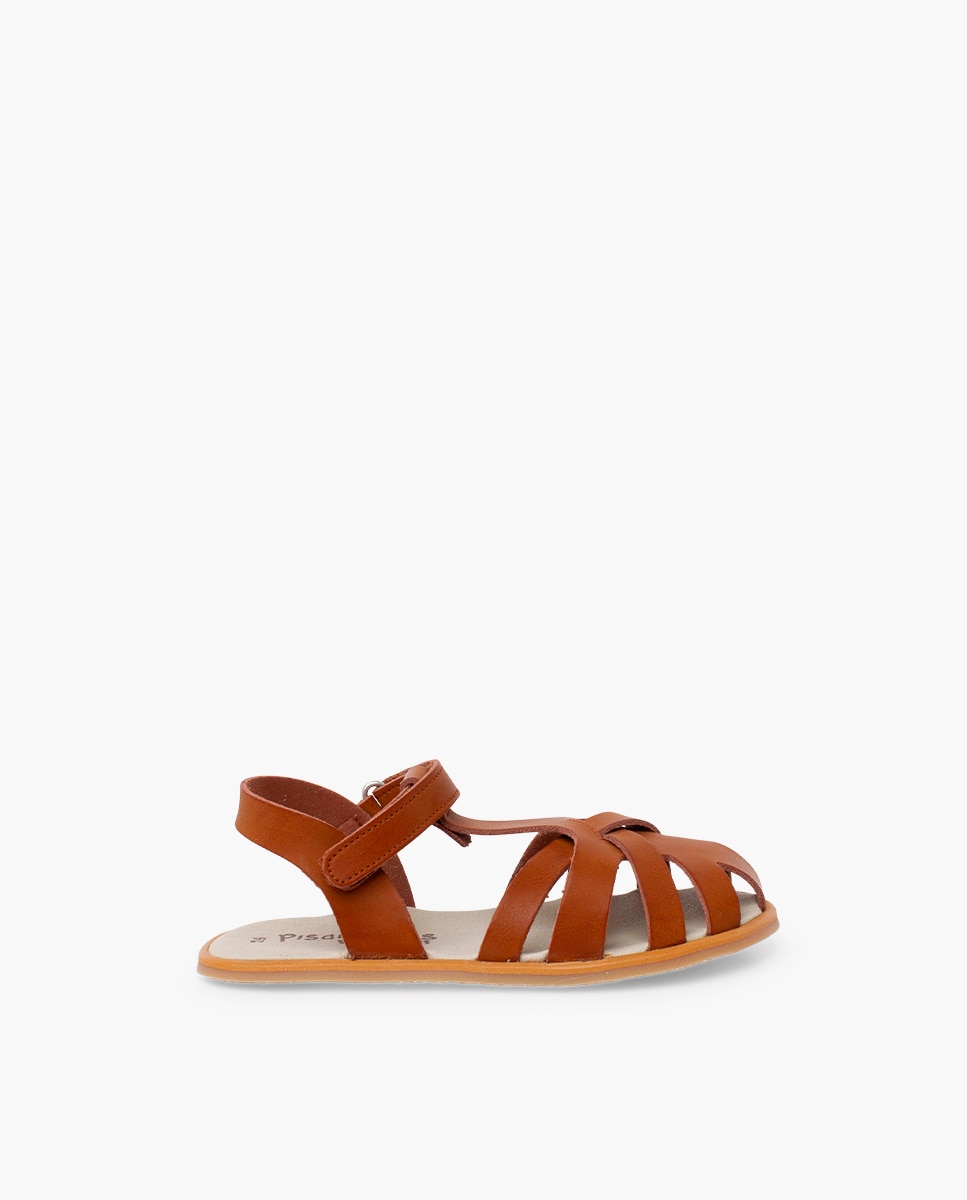 Imagen 1 de Sandalias cerradas de niña cangrejeras barefoot napa - Pisamonas - Camel Camel