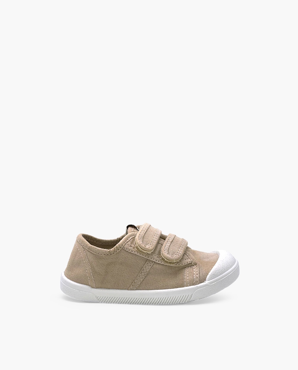 Zapatillas de lona de niña barefoot lona lavada tiras - Pisamonas - Beige Beige-1