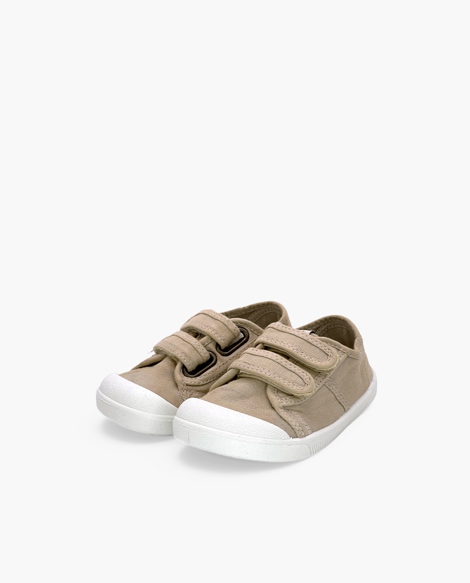 Zapatillas de lona de niña barefoot lona lavada tiras - Pisamonas - Beige Beige-3