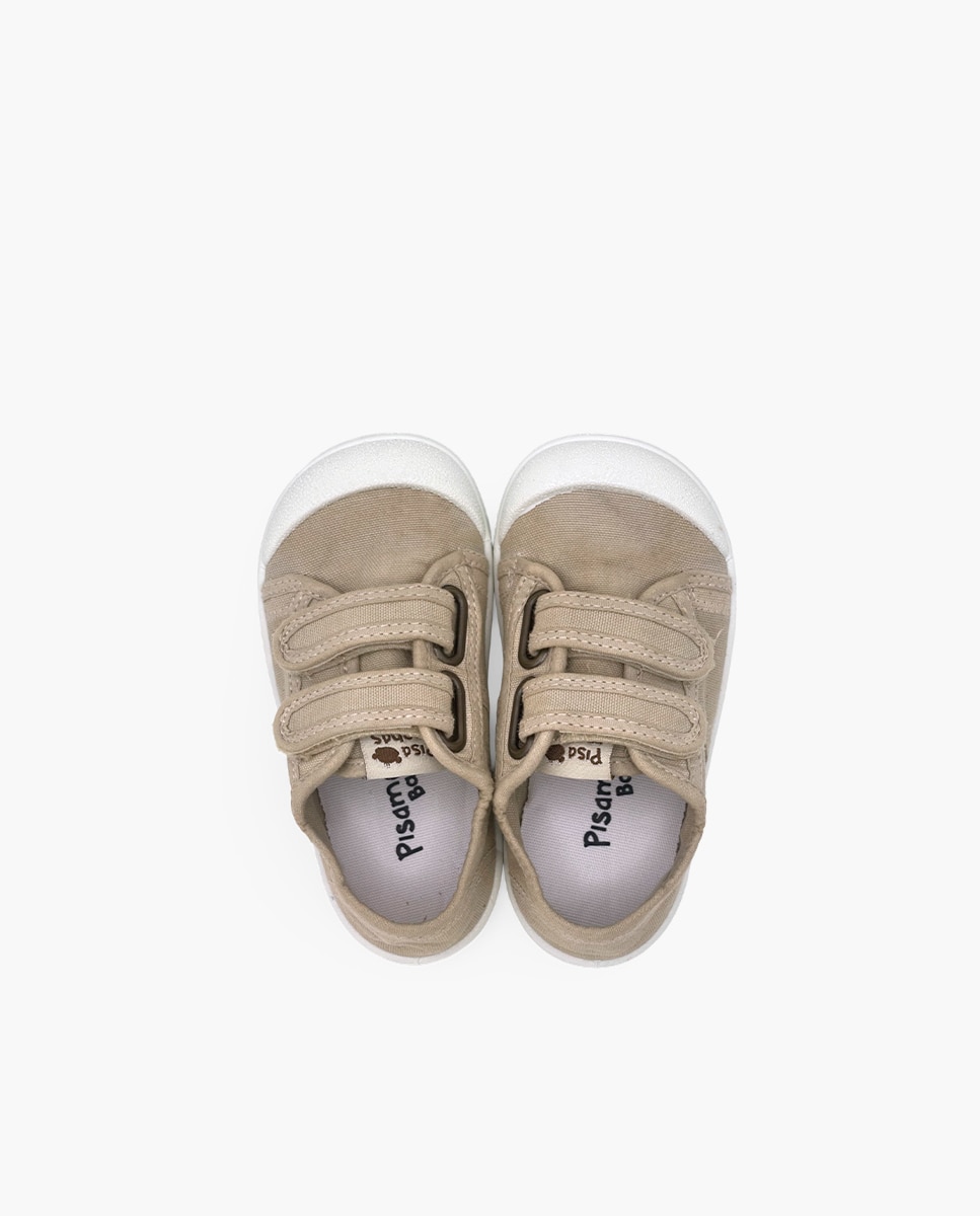 Zapatillas de lona de niña barefoot lona lavada tiras - Pisamonas - Beige Beige-4