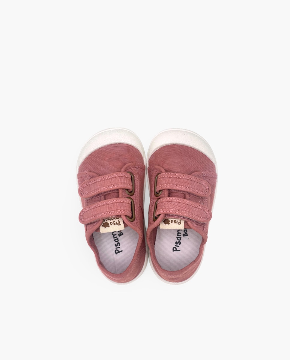Zapatillas de lona de niña barefoot lona lavada tiras - Pisamonas - Rosa Rosa-4