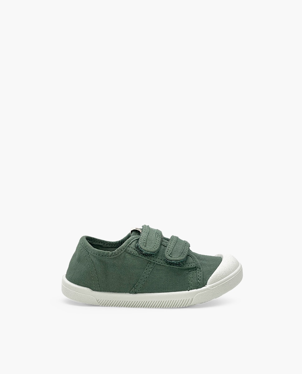 Zapatillas de lona de niña barefoot lona lavada tiras - Pisamonas - Verde Verde-1