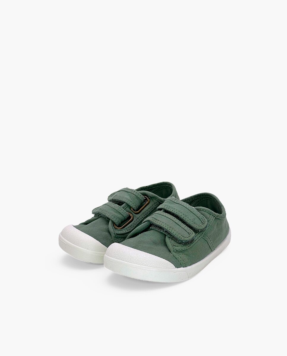 Zapatillas de lona de niña barefoot lona lavada tiras - Pisamonas - Verde Verde-3
