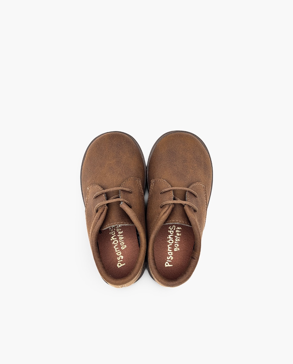 Zapatos de cordones y bluchers de niño barefoot efecto piel cordones - Pisamonas - Camel Camel-4