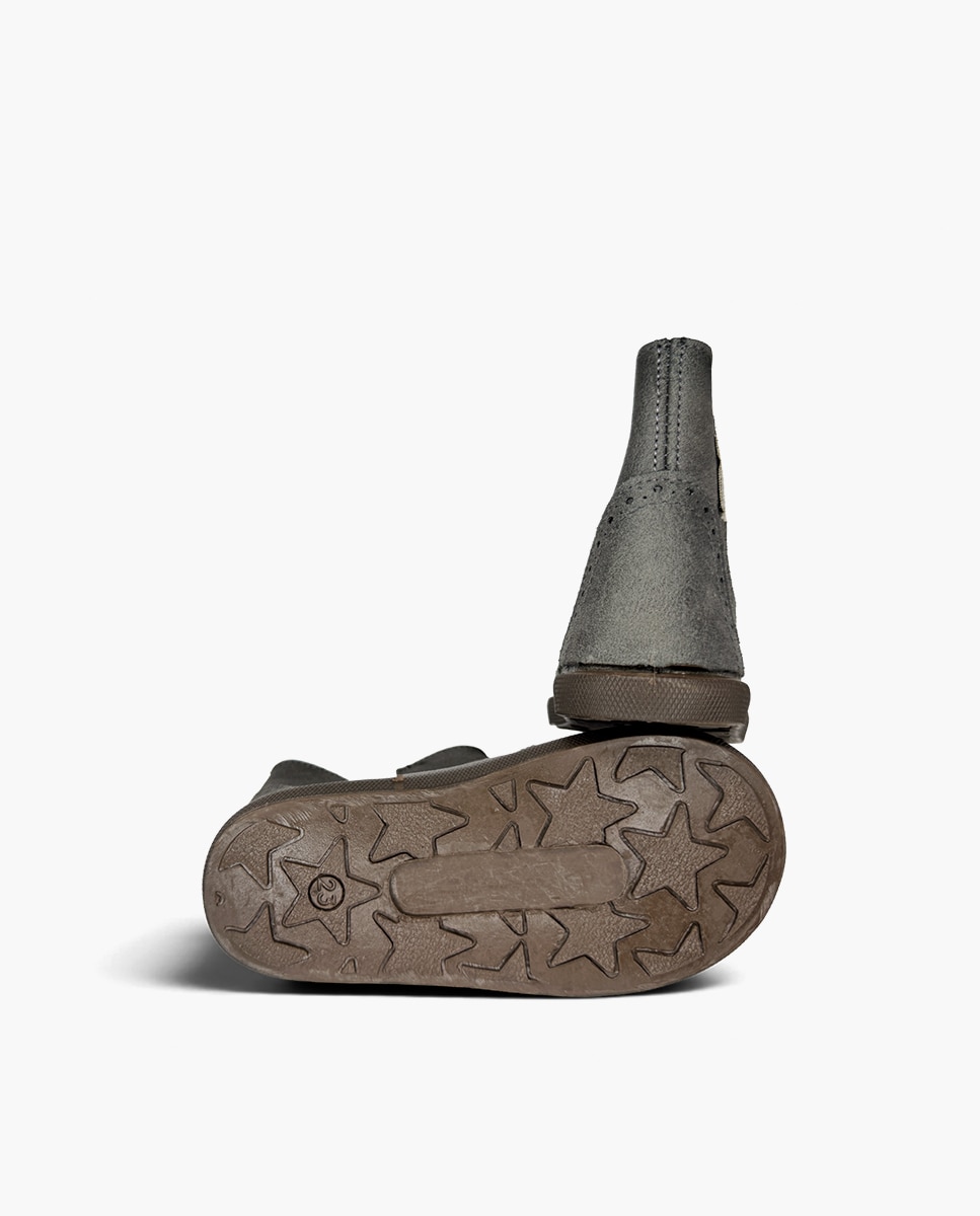 Botas de niña barefoot picado decorativo - Pisamonas - Gris Gris-2
