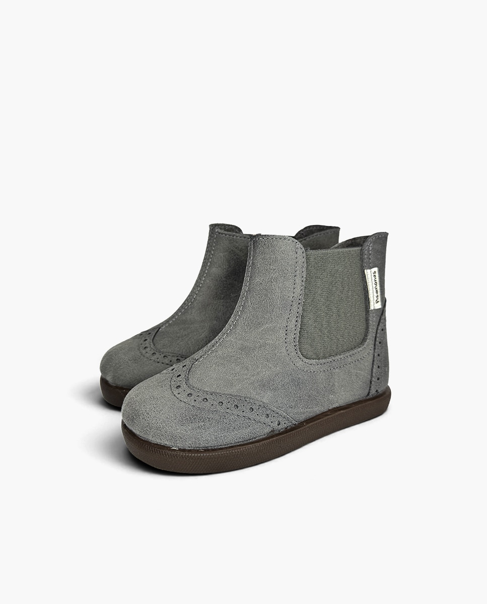Botas de niña barefoot picado decorativo - Pisamonas - Gris Gris-3