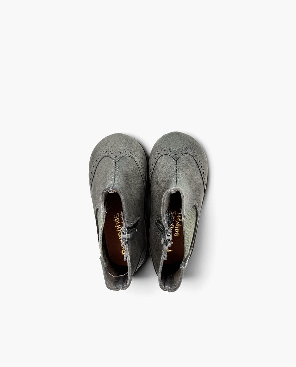 Botas de niña barefoot picado decorativo - Pisamonas - Gris Gris-4