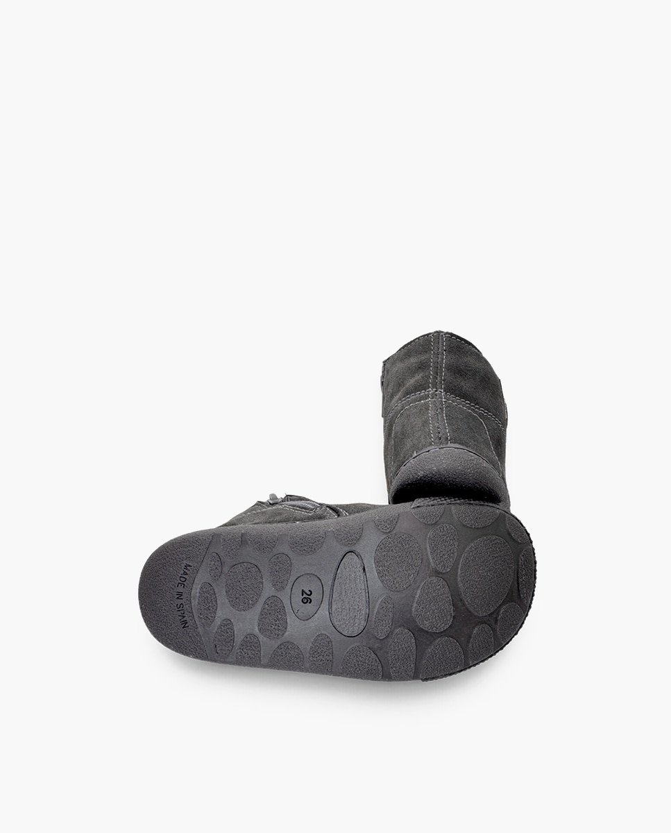 Botas de niña barefoot efecto arrugado - Pisamonas - Gris Gris-2