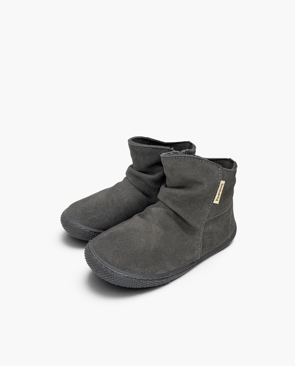Botas de niña barefoot efecto arrugado - Pisamonas - Gris Gris-3