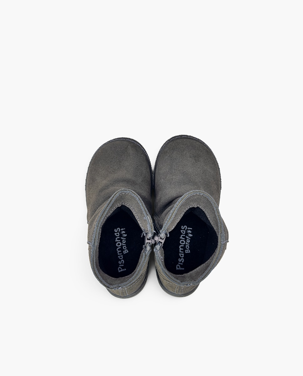 Botas de niña barefoot efecto arrugado - Pisamonas - Gris Gris-4