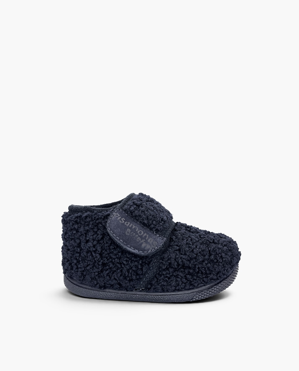 Zapatillas de casa cerradas de niña casa barefoot efecto borreguito - Pisamonas - Azul marino Azul marino-1
