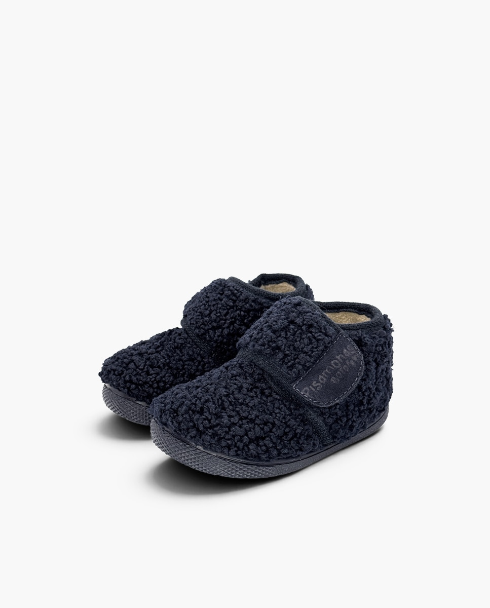 Zapatillas de casa cerradas de niña casa barefoot efecto borreguito - Pisamonas - Azul marino Azul marino-3